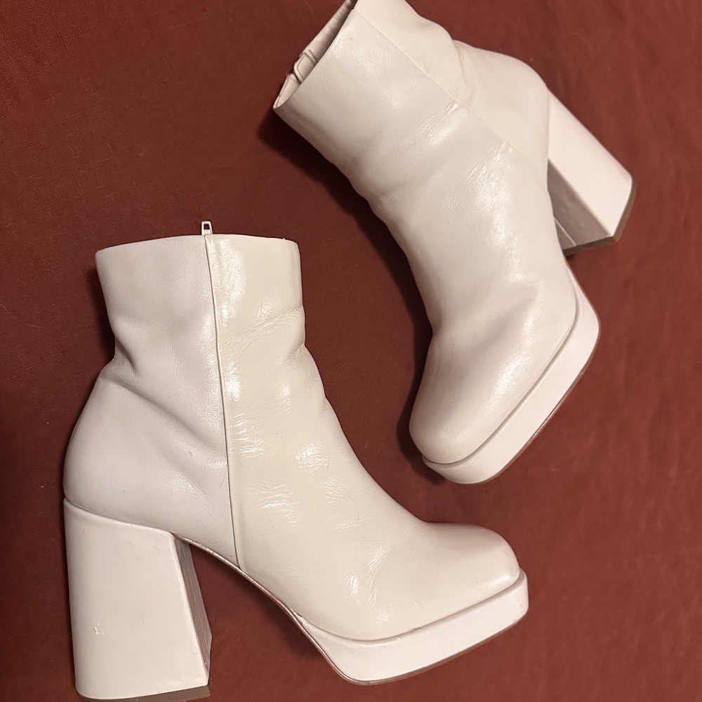 Steve Madden White Platform Ankle Boots
